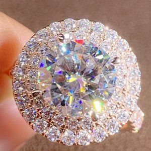 💝 "Super Large Round Shiny CZ Hollow Luxury Rose Gold Plated, UNVN12023